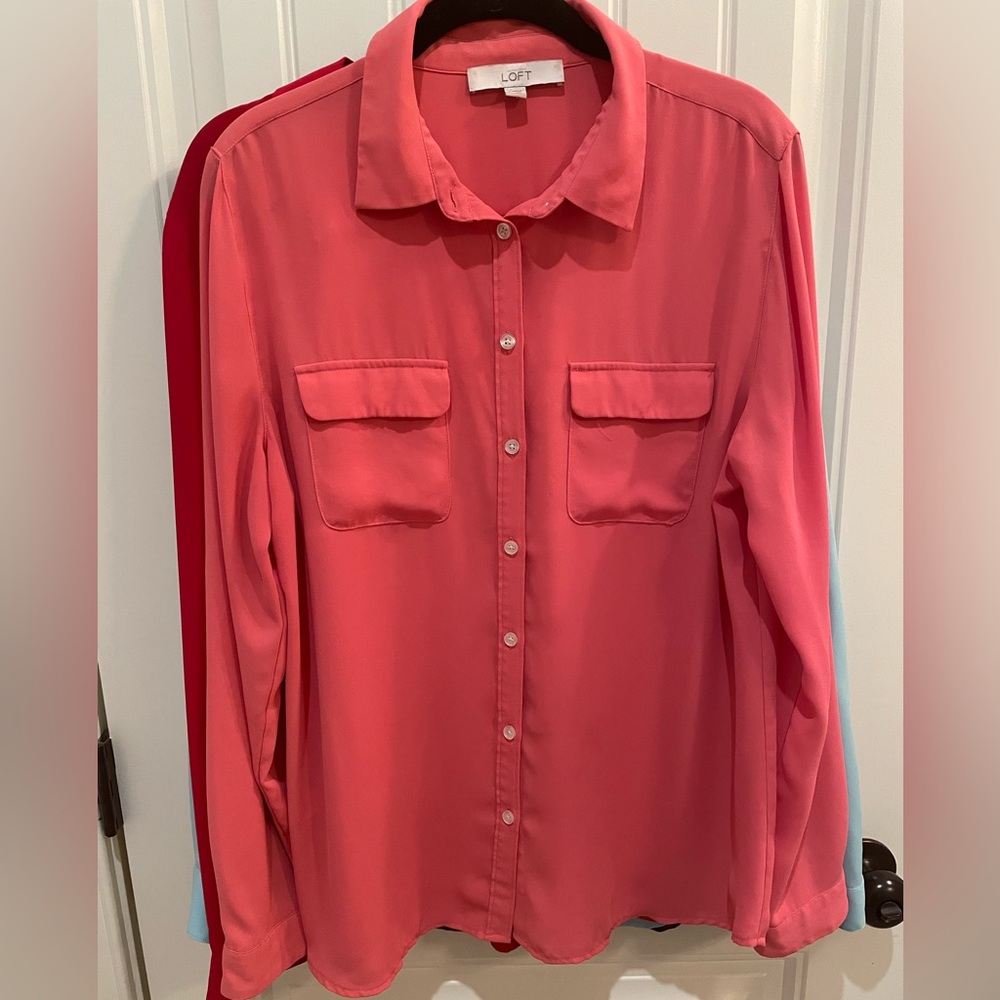 Loft Coral Button-Up